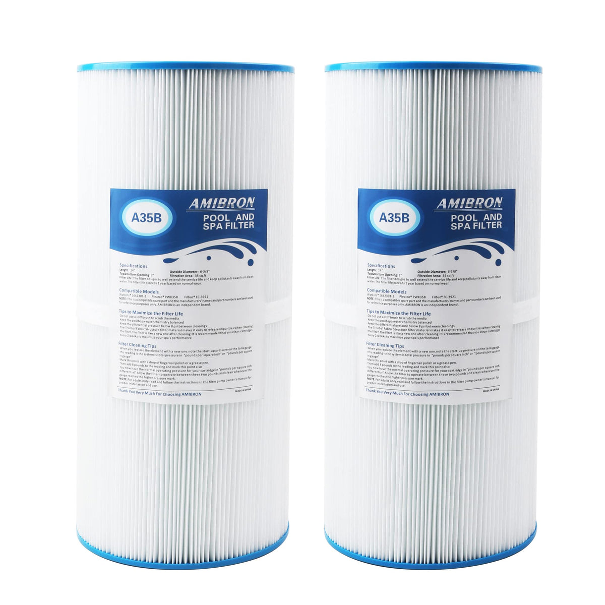 AmiBron PWK35B spa filter 2 pack front view