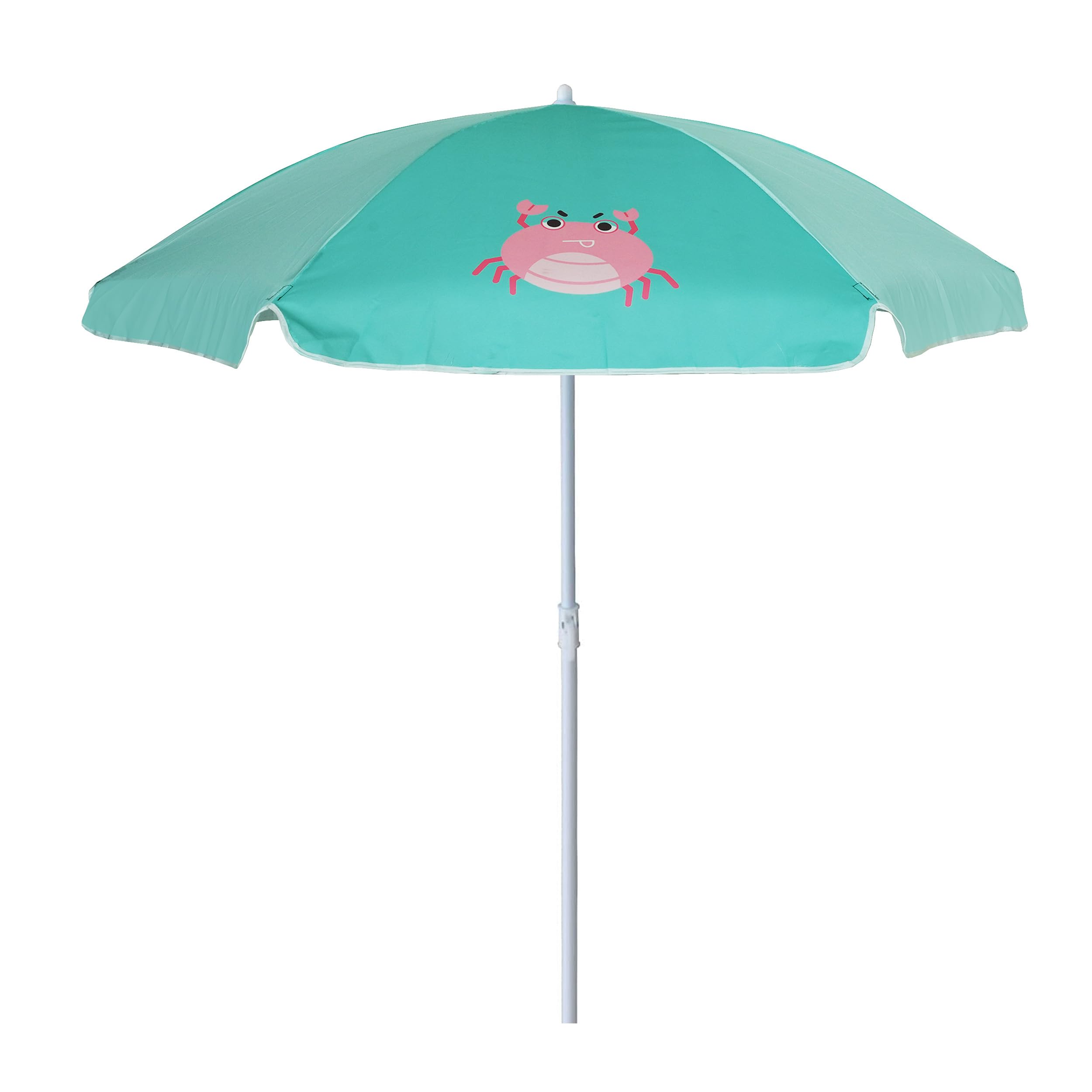 AMMSUN 5ft Beach Umbrella front view with green crab design