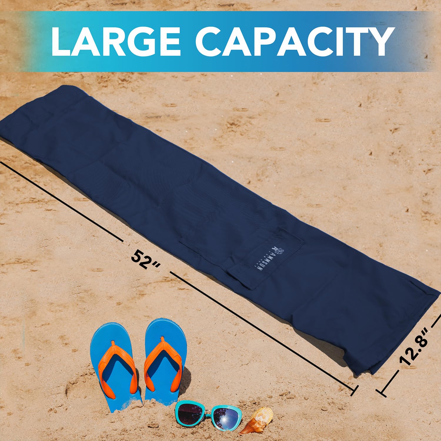 AMMSUN Beach Umbrella Carry Bag large exterior pocket for valuables