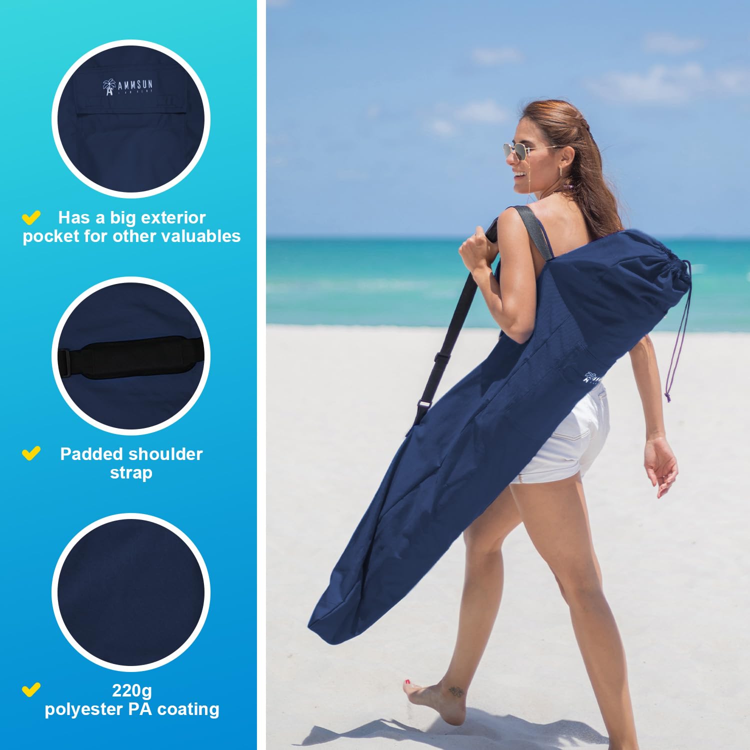 AMMSUN Beach Umbrella Carry Bag with two umbrellas inside