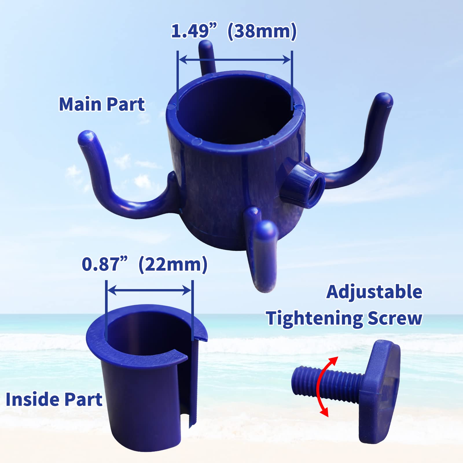 AMMSUN Beach Umbrella Hook installed on an umbrella