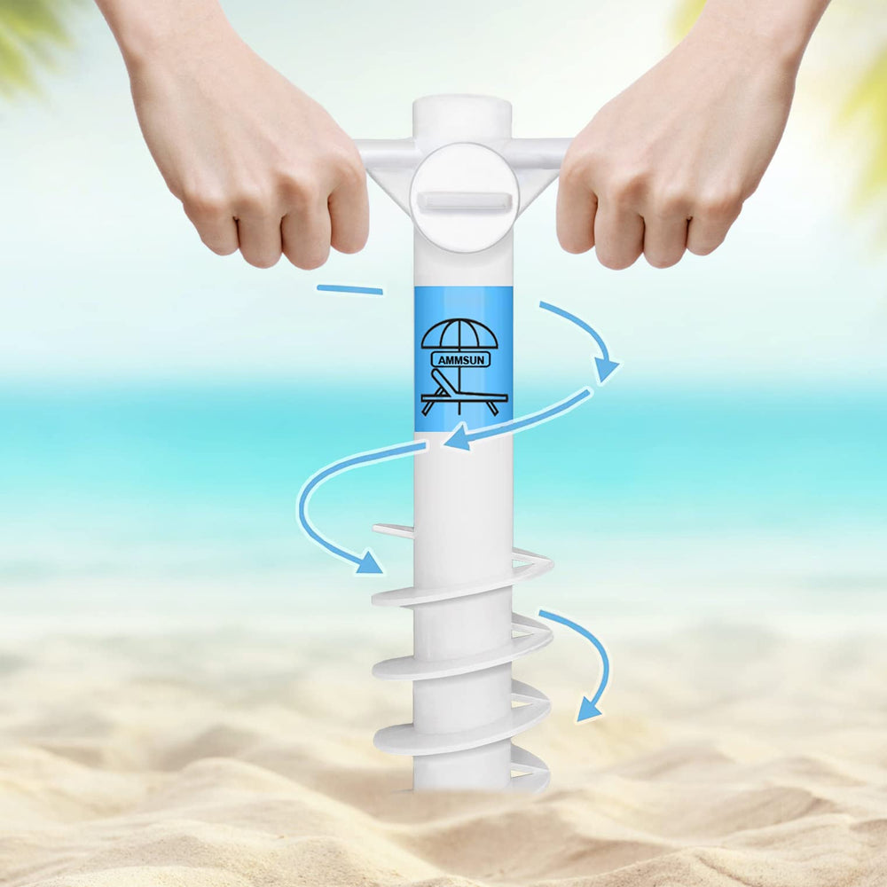 AMMSUN Beach Umbrella Sand Anchor with umbrella installed