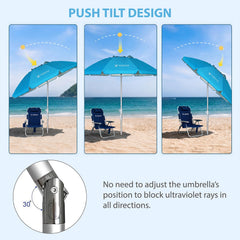 AMMSUN beach umbrella showing tilt mechanism