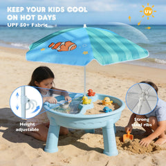 AMMSUN Kids Beach Umbrella anchored in sand at the beach