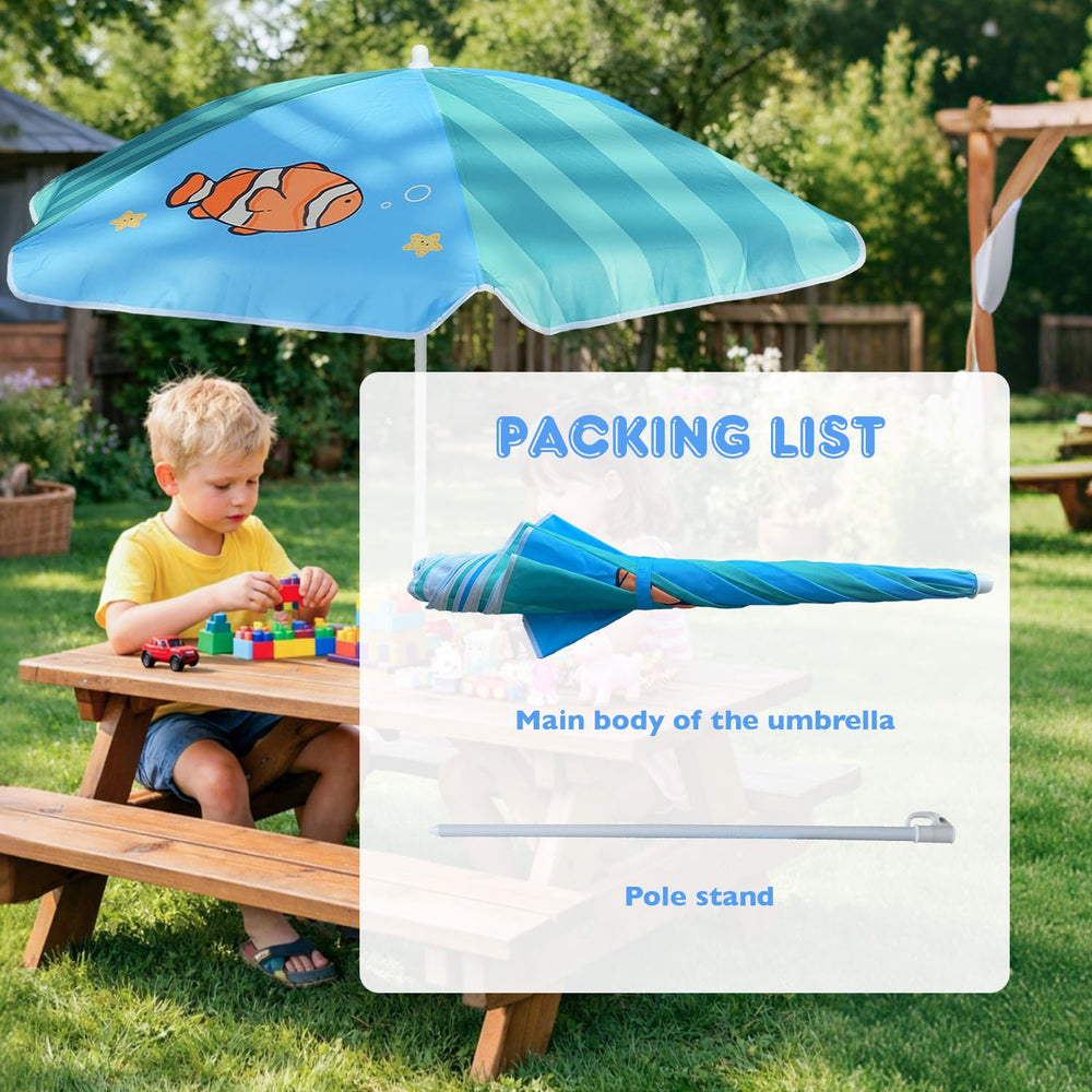 AMMSUN Kids Beach Umbrella demonstrating safety beads