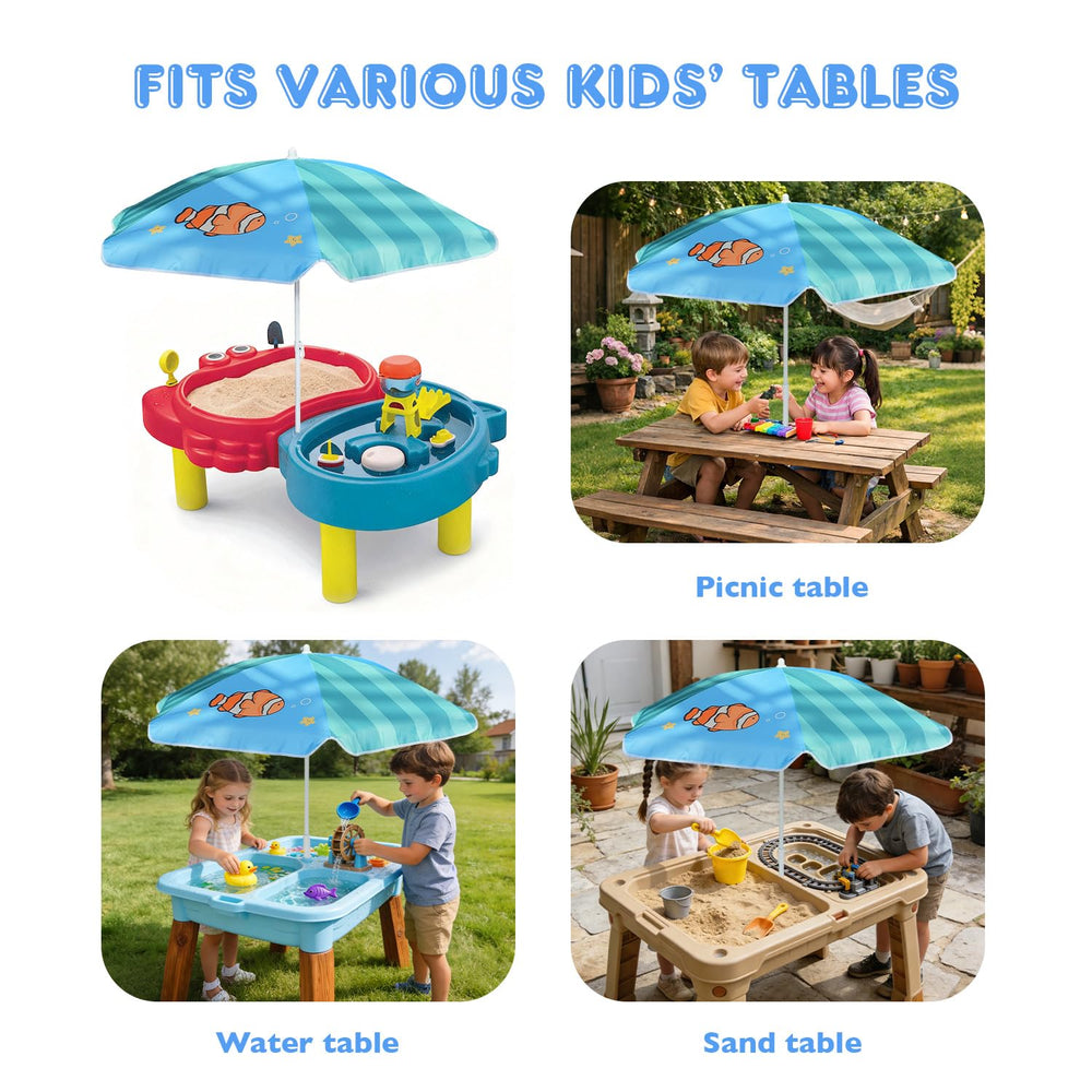 AMMSUN Kids Beach Umbrella showing height adjustment feature