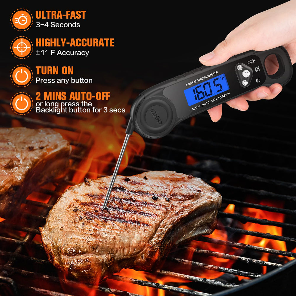 AMMZO Digital Meat Thermometer with retractable probe