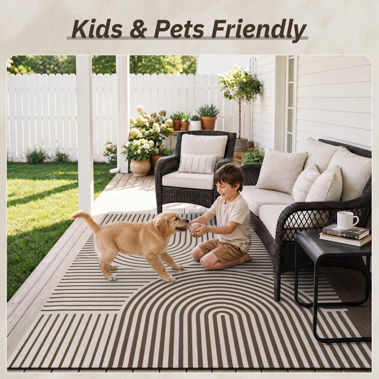 AMOAMI Outdoor Rug 5x8 ft close-up of flatweave texture