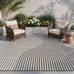 AMOAMI Outdoor Rug 5x8 ft front view, greyish black
