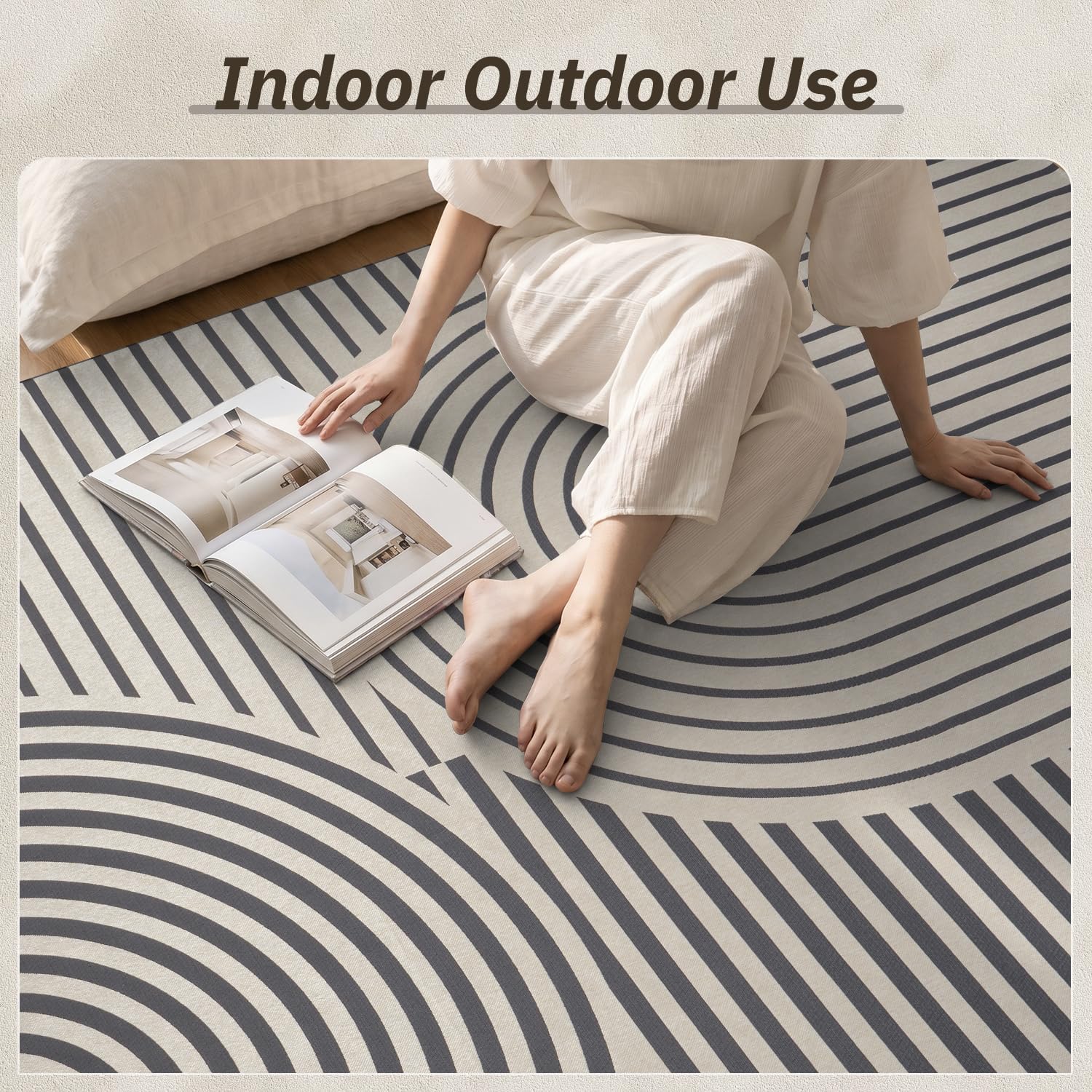 AMOAMI Outdoor Rug 5x8 ft rolled up for storage