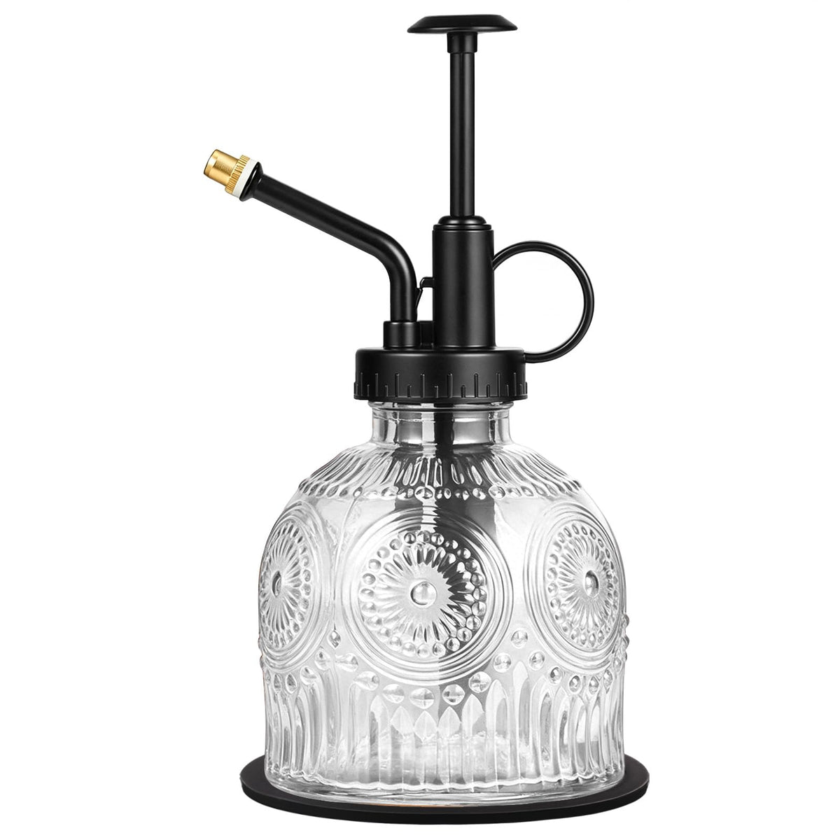 Amolliar Glass Plant Mister Spray Bottle front view with black pump