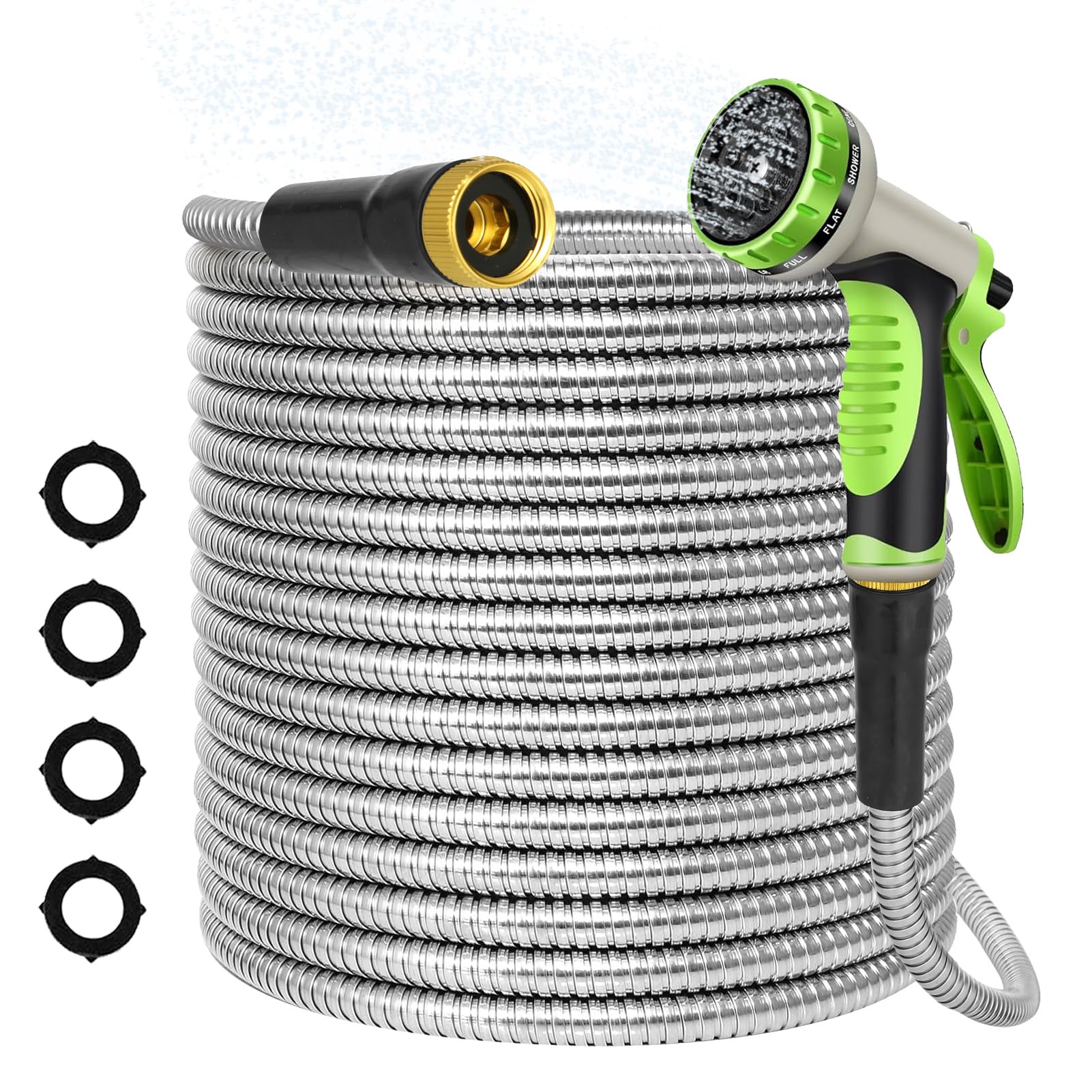 AMOOX 50ft Heavy Duty Metal Garden Hose with connectors