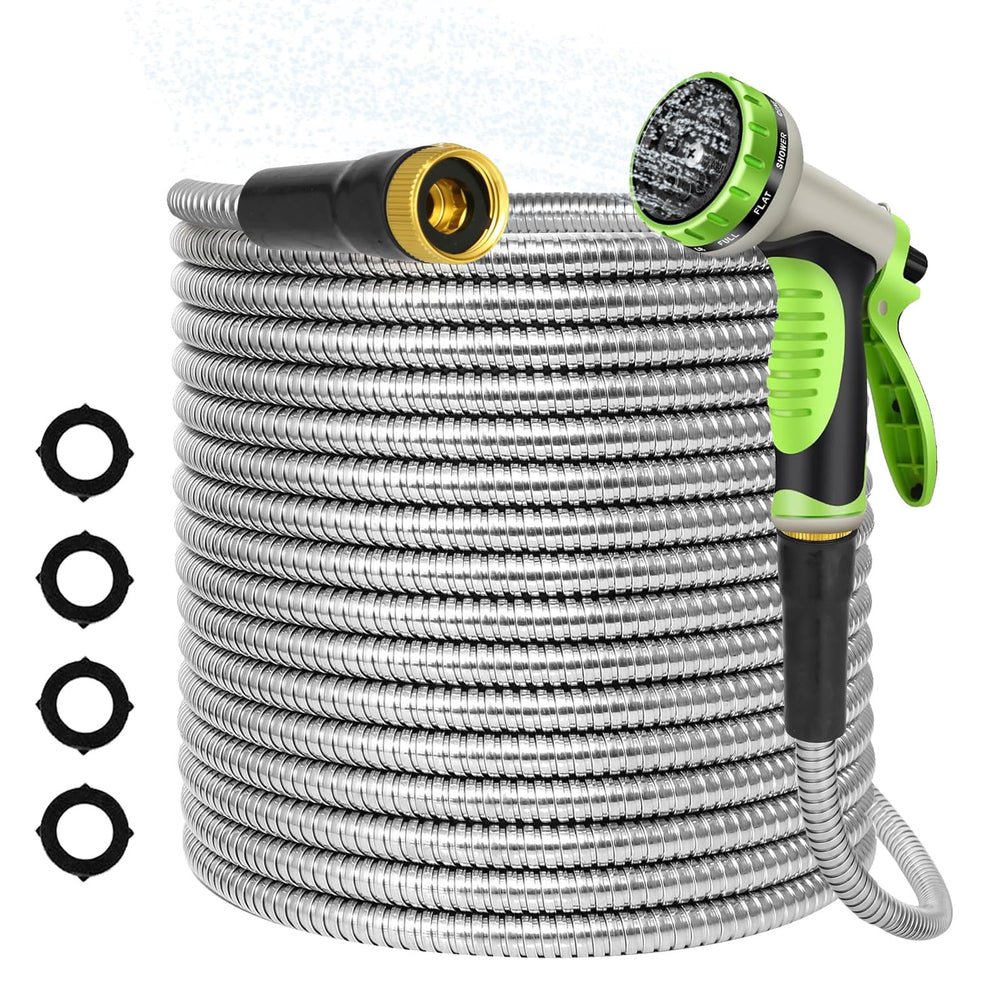 AMOOX Stainless Steel 25FT Garden Hose front view