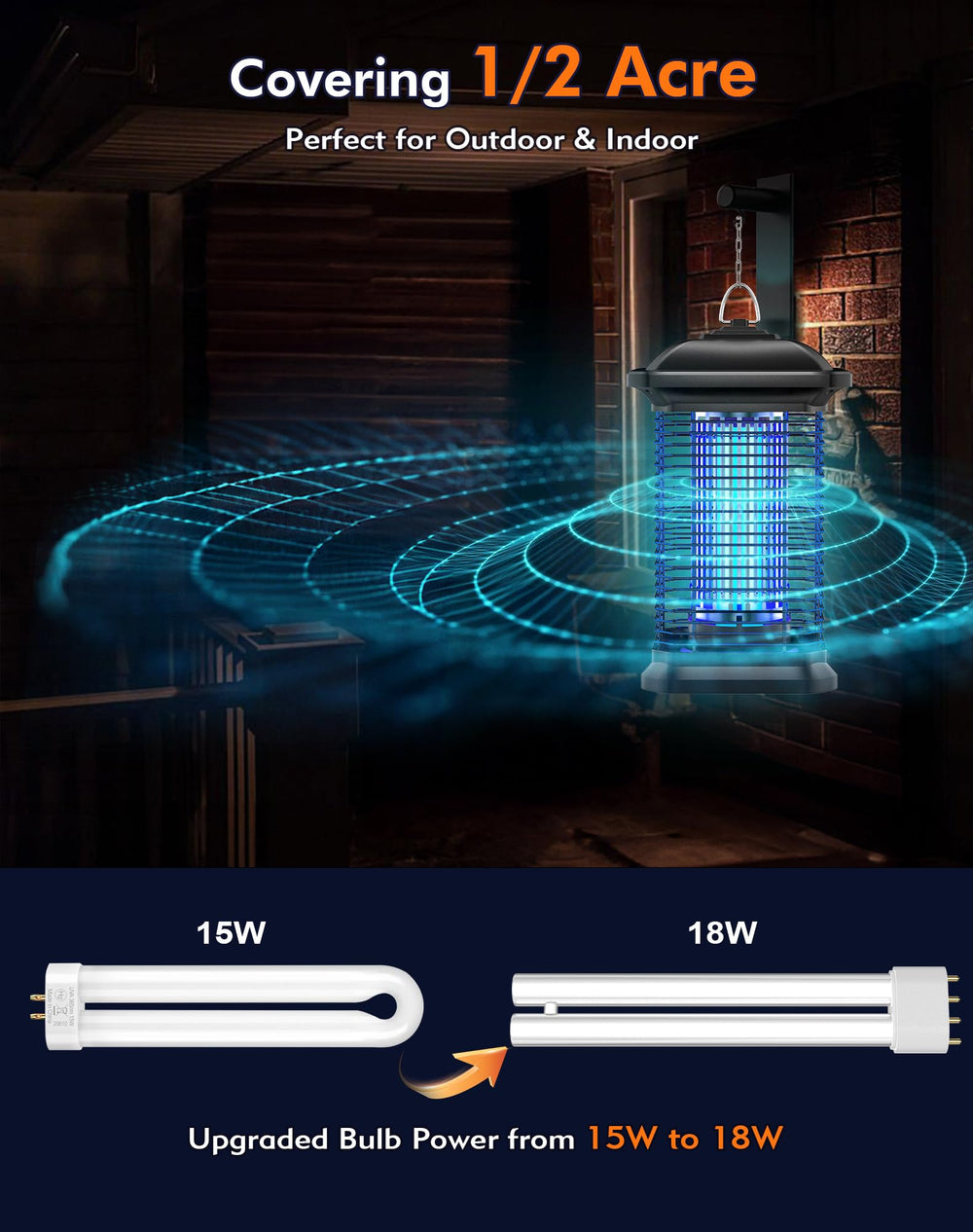 AMUFER Bug Zapper with power cord and plug