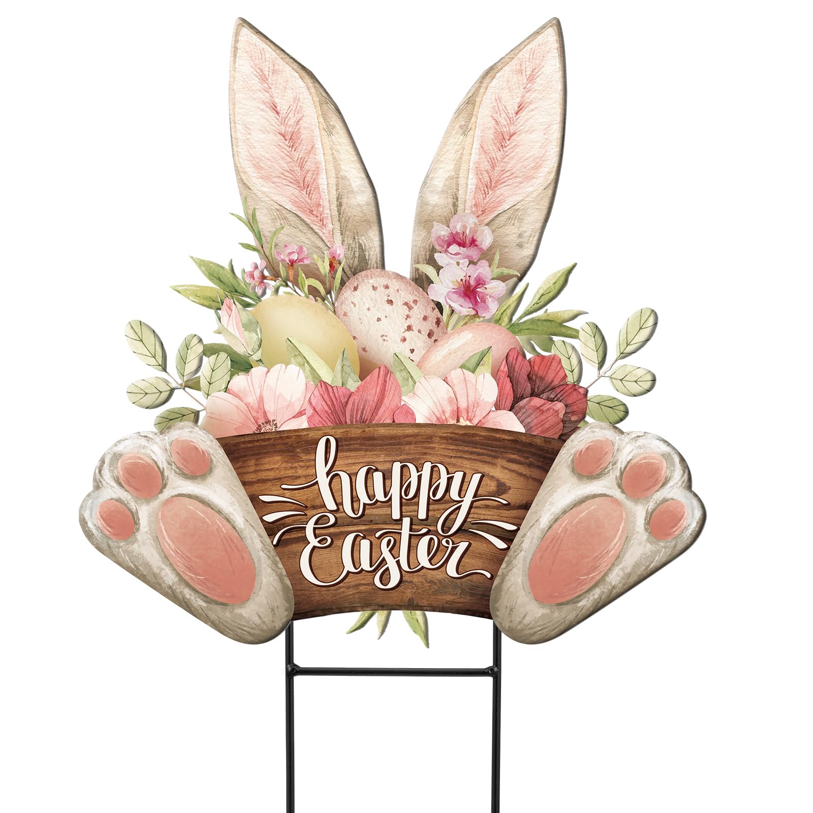 Amyhill Easter Bunny Metal Garden Stake front view