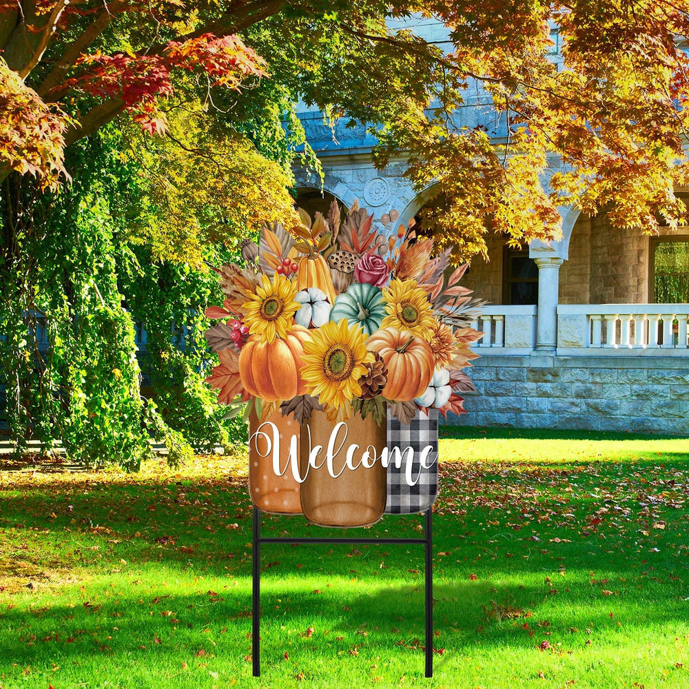 Amyhill Fall Garden Stake displayed among autumn plants