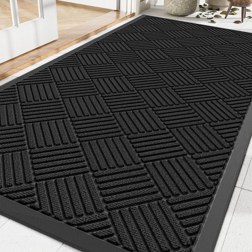 Amyracel 3'x4' front door mat black diamond design front view