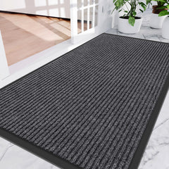 Amyracel 3'x4' front door mat grey double stripe front view