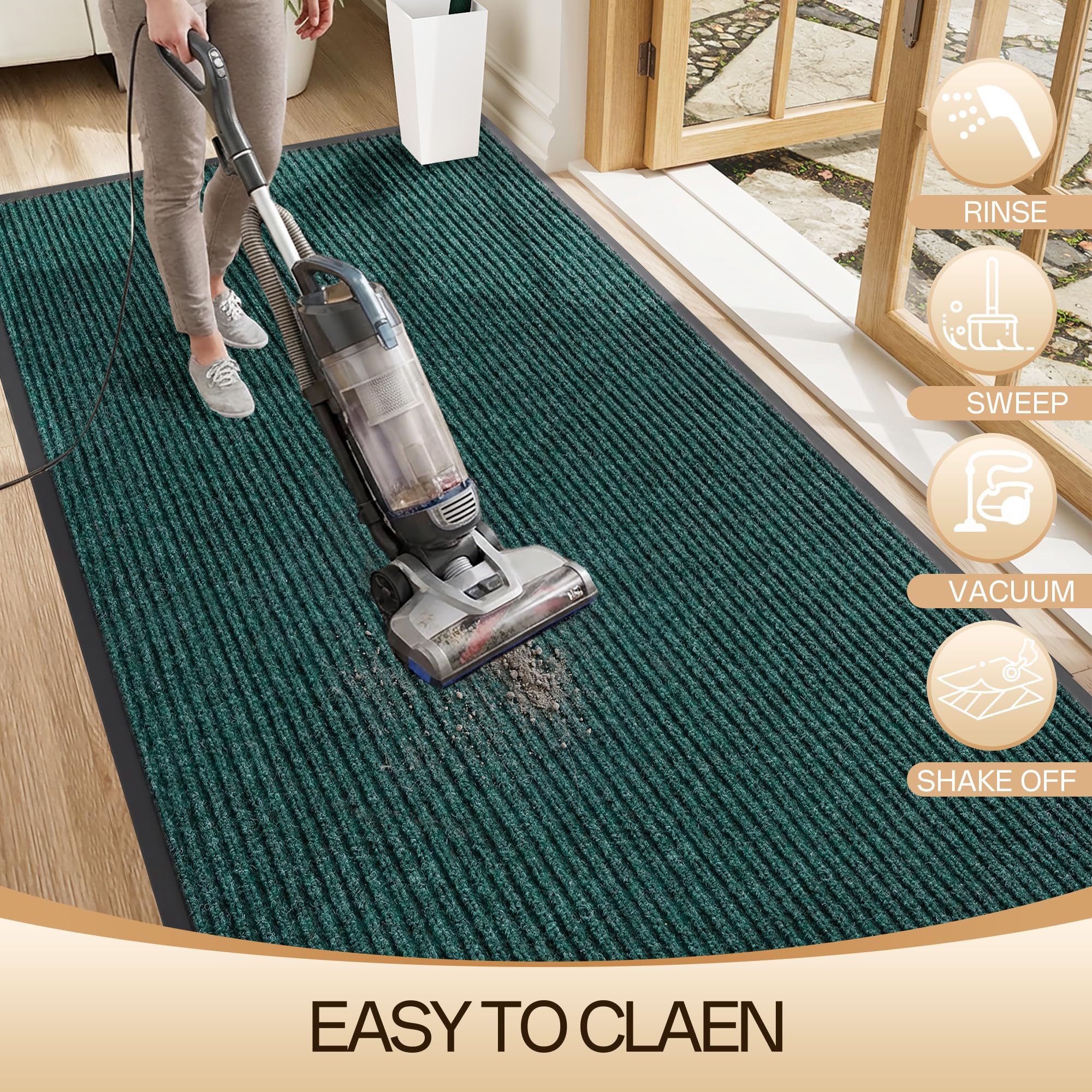 Amyracel door mat being cleaned with a broom