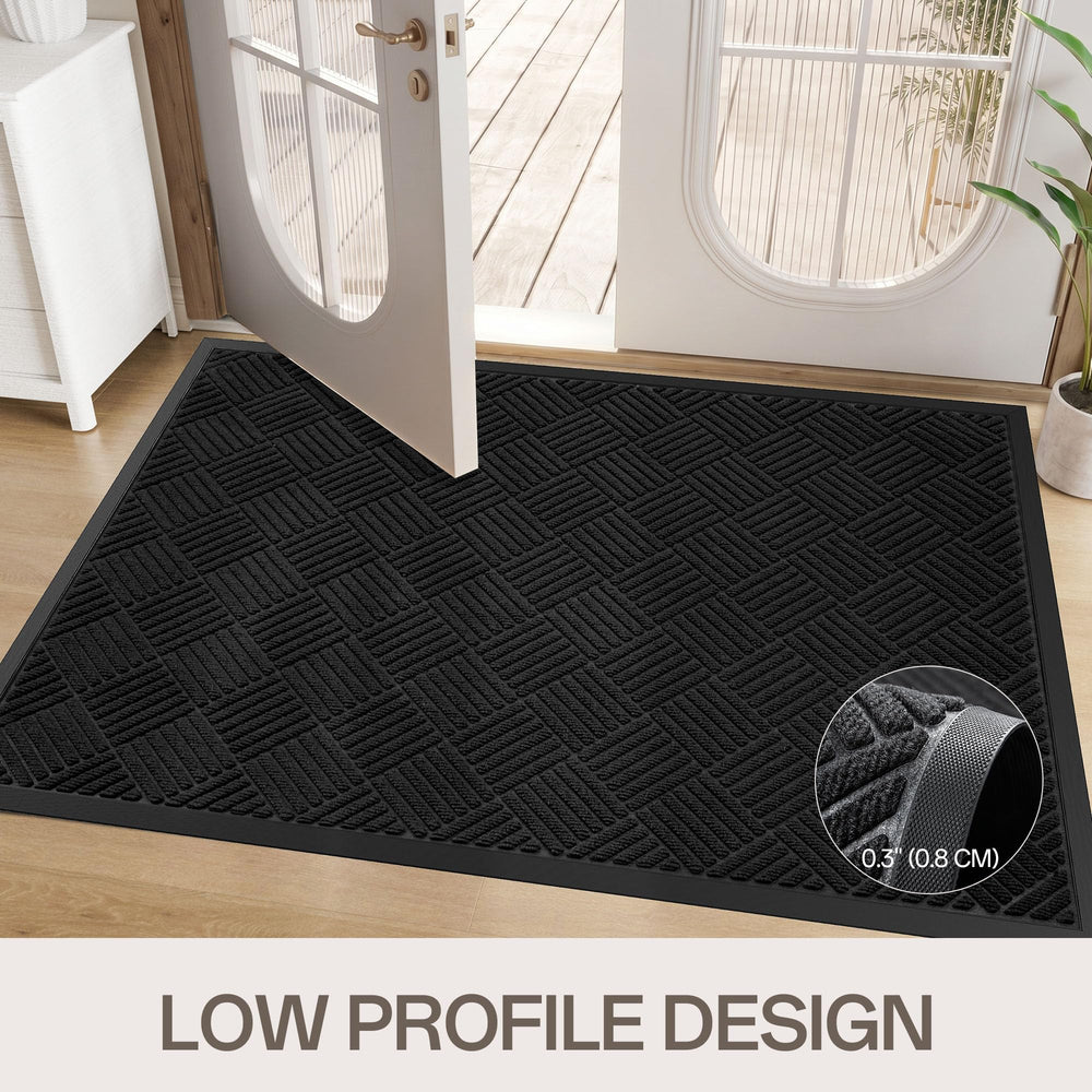 Amyracel door mat in outdoor setting with plants