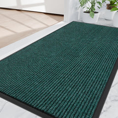 Amyracel Front Door Mat 4' x 2' green double stripe front view
