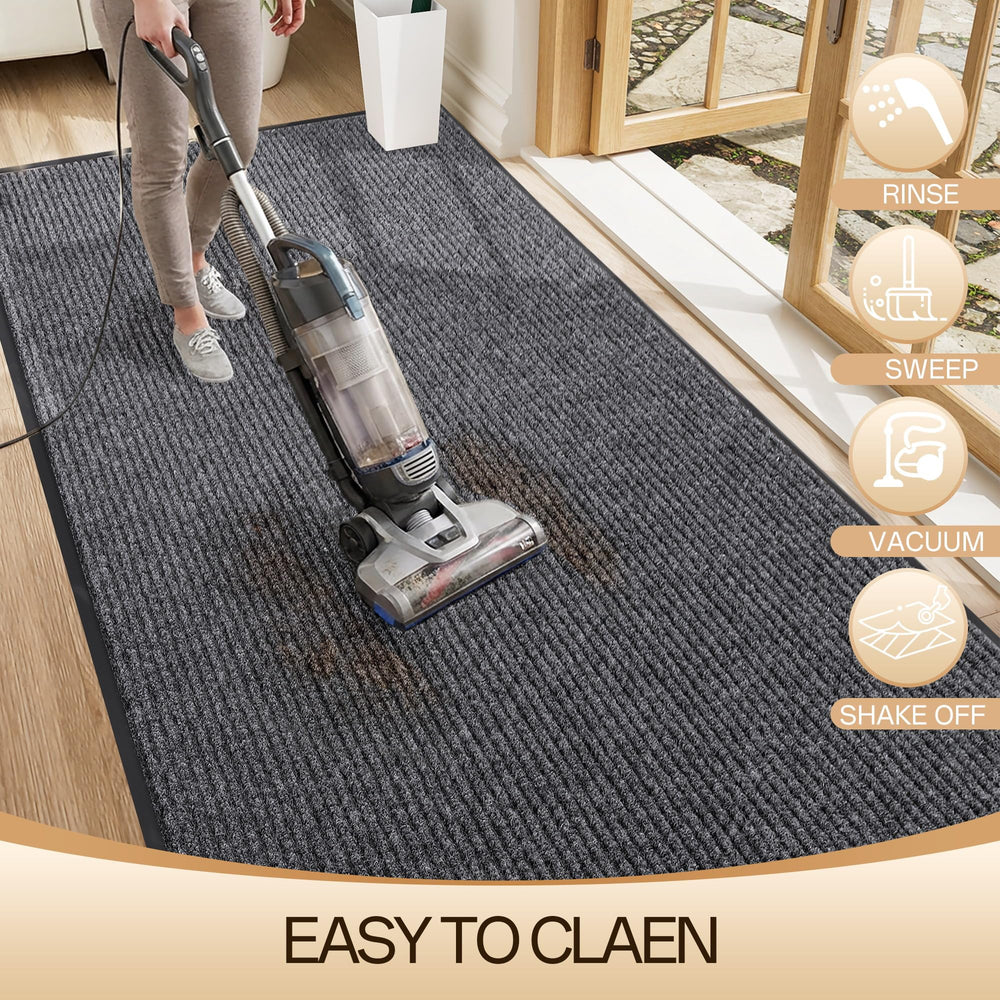 Amyracel Sturdy Front Door Mat Grey in use outside