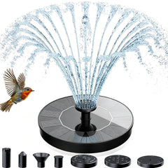 AMZtime Solar Bird Bath Fountain front view with solar panel