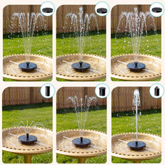AMZtime Solar Bird Bath Fountain with stabilizing rods in garden setting