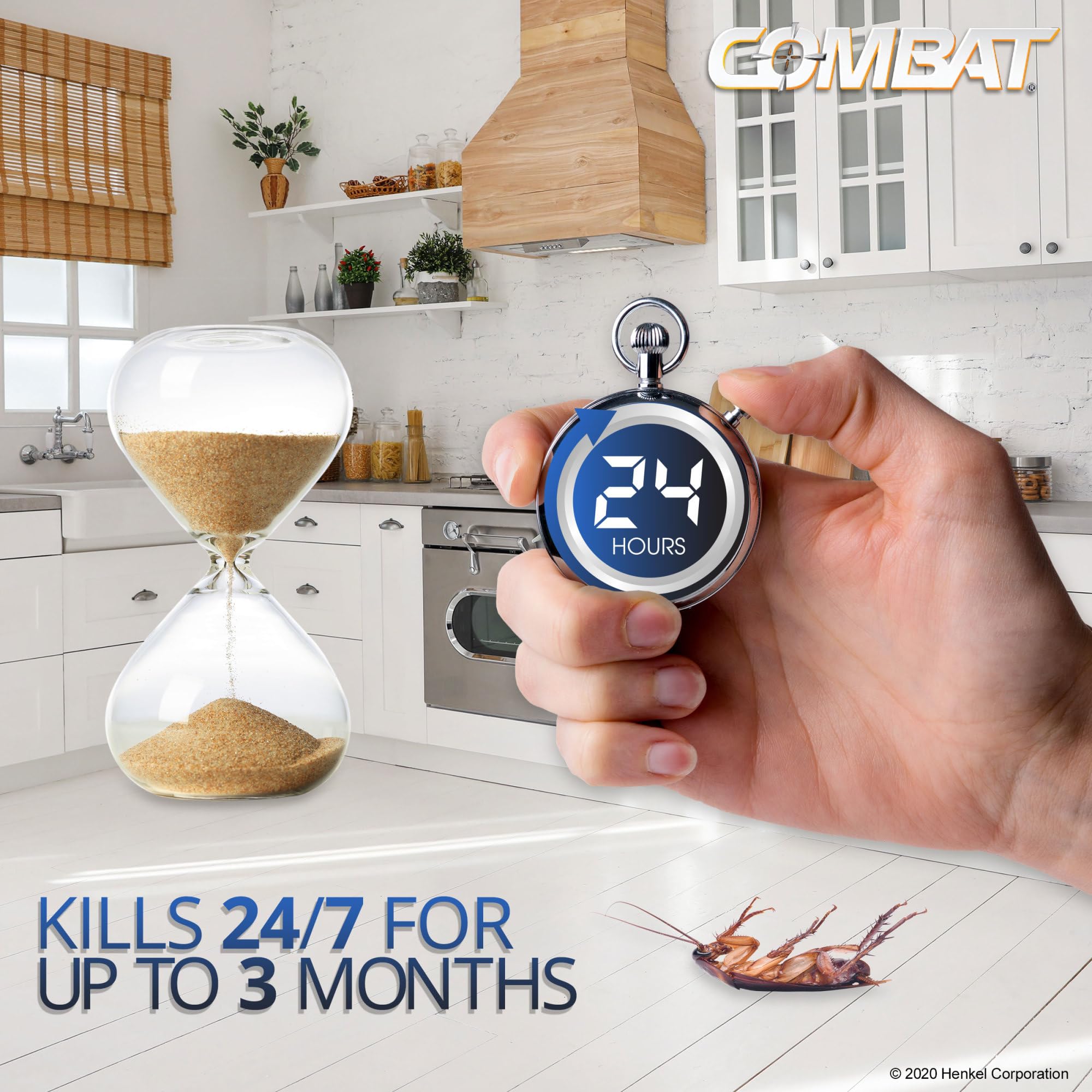 An opened Combat Roach Killing Bait station showing contents