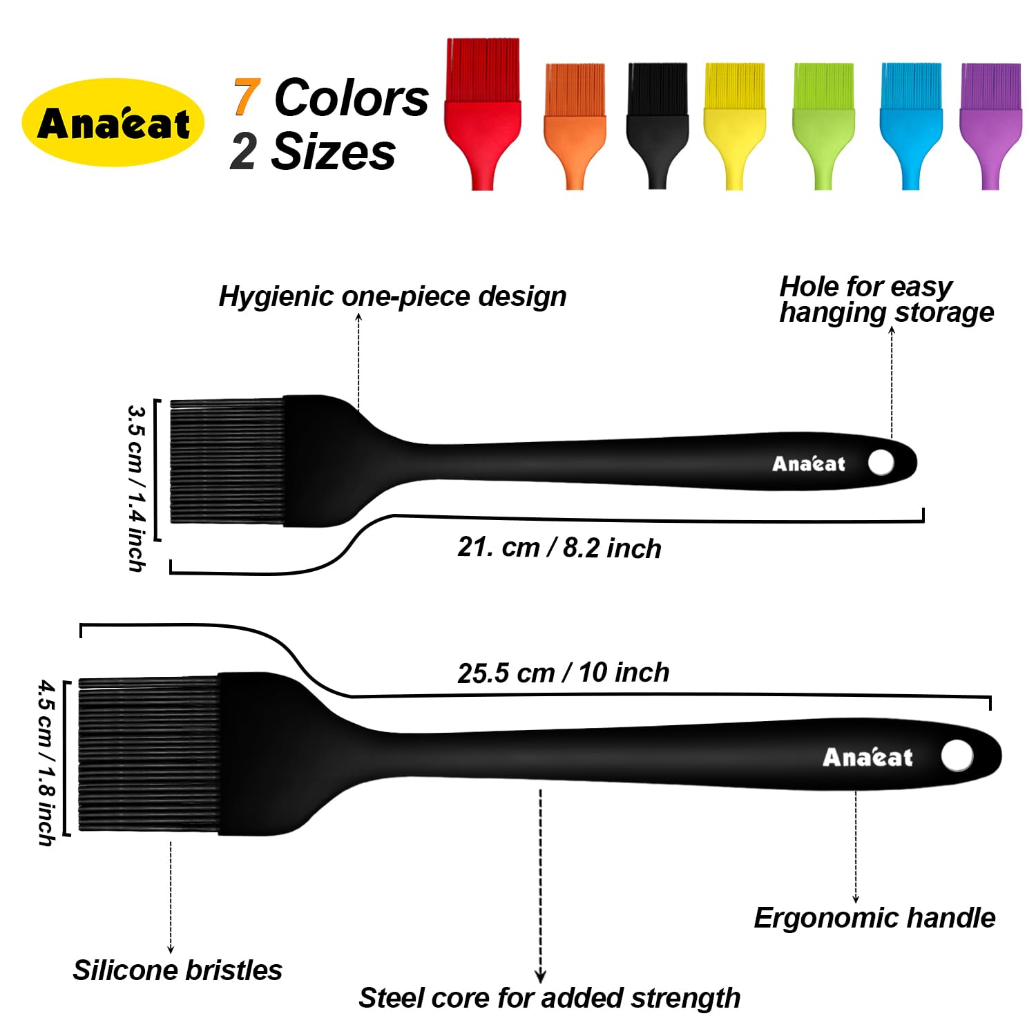 Anaeat basting brushes with thick bristles detail