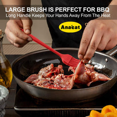 Anaeat silicone basting brushes in a kitchen setting, ready for use