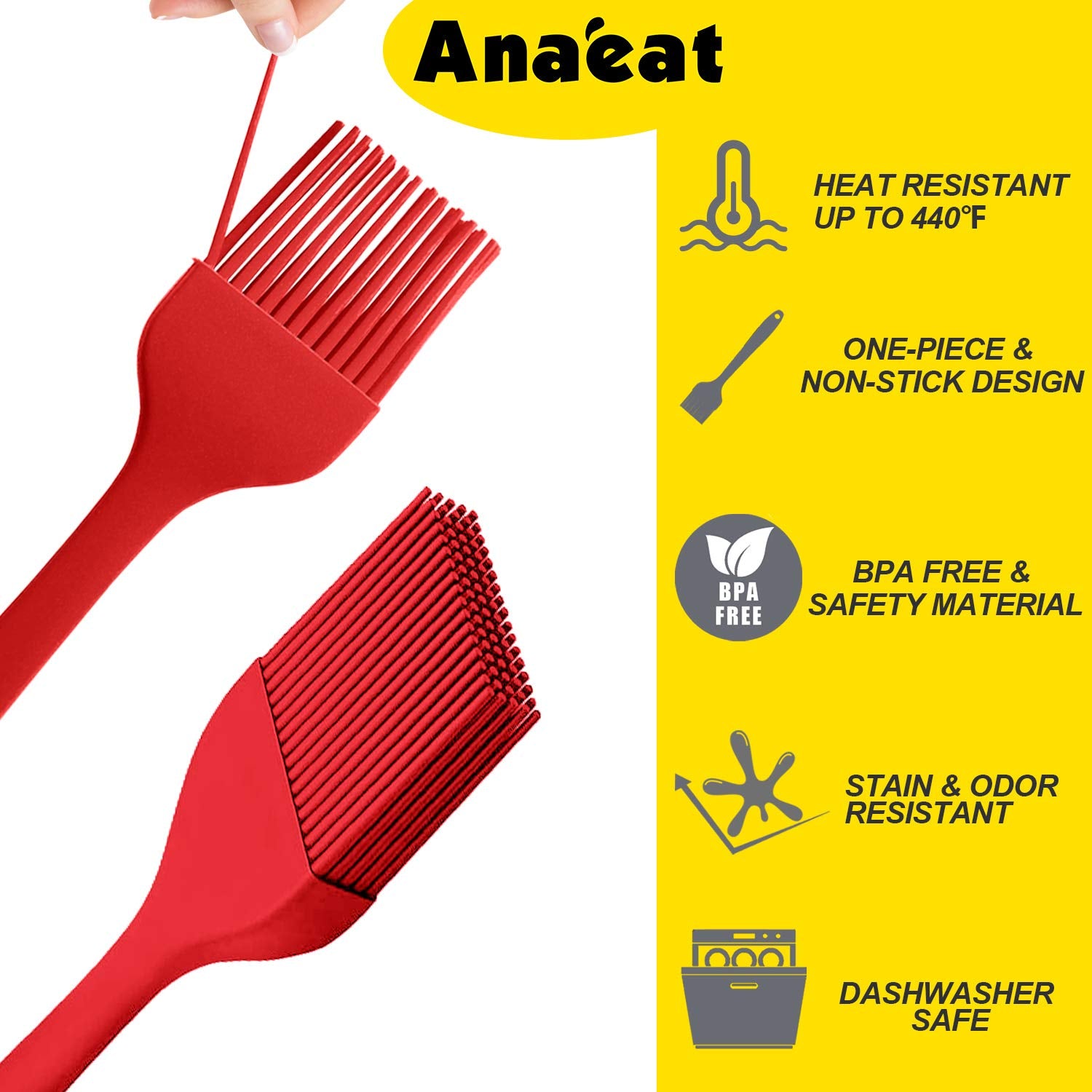 Anaeat silicone brushes with strong stainless steel core for durability