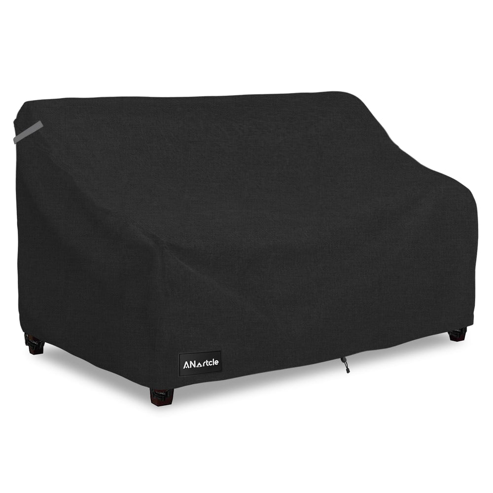ANartcle 2-Seater Patio Loveseat Cover in black, front view