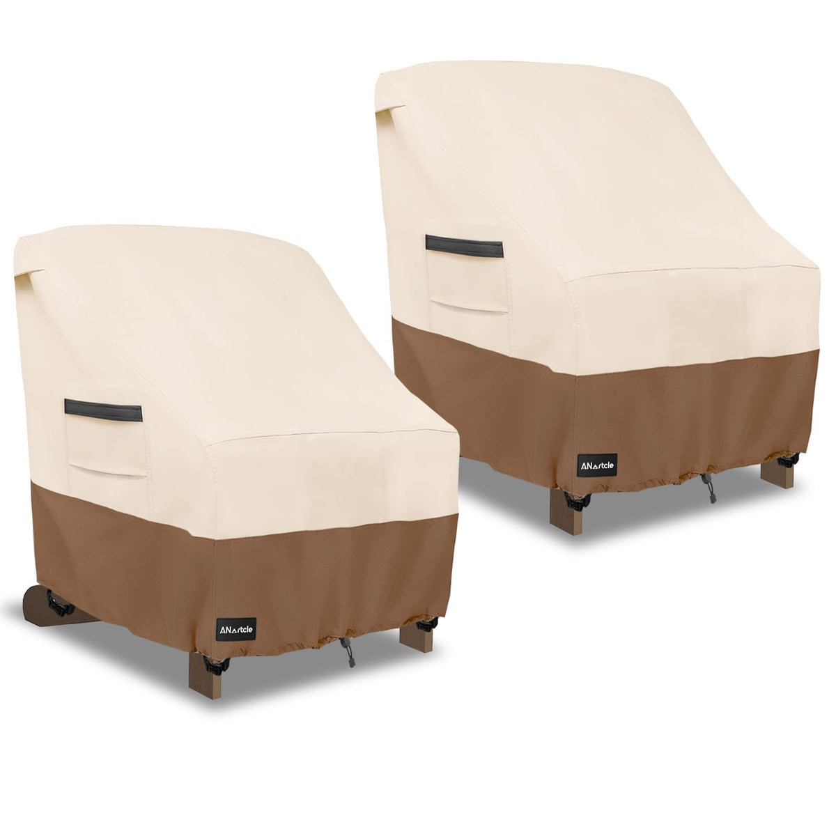 ANartcle Adirondack Chair Cover front view in beige and brown
