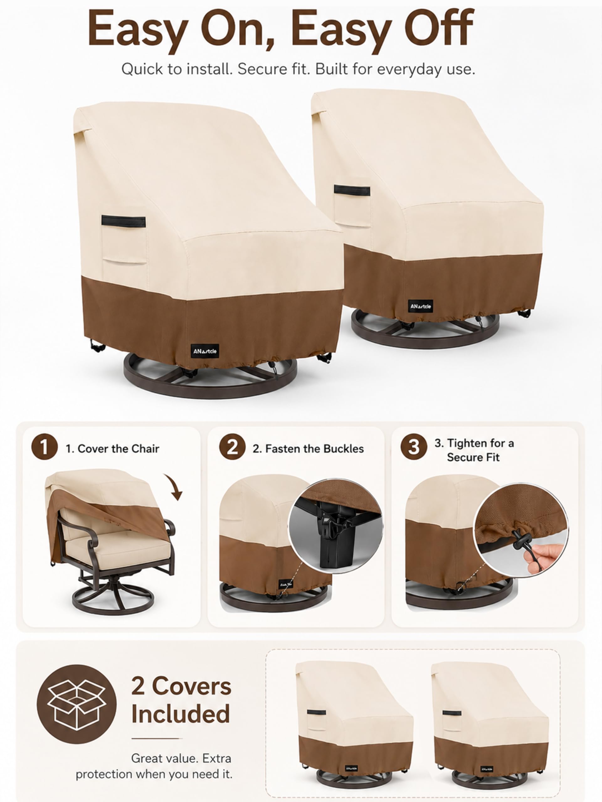 ANartcle chair covers packed in storage bag