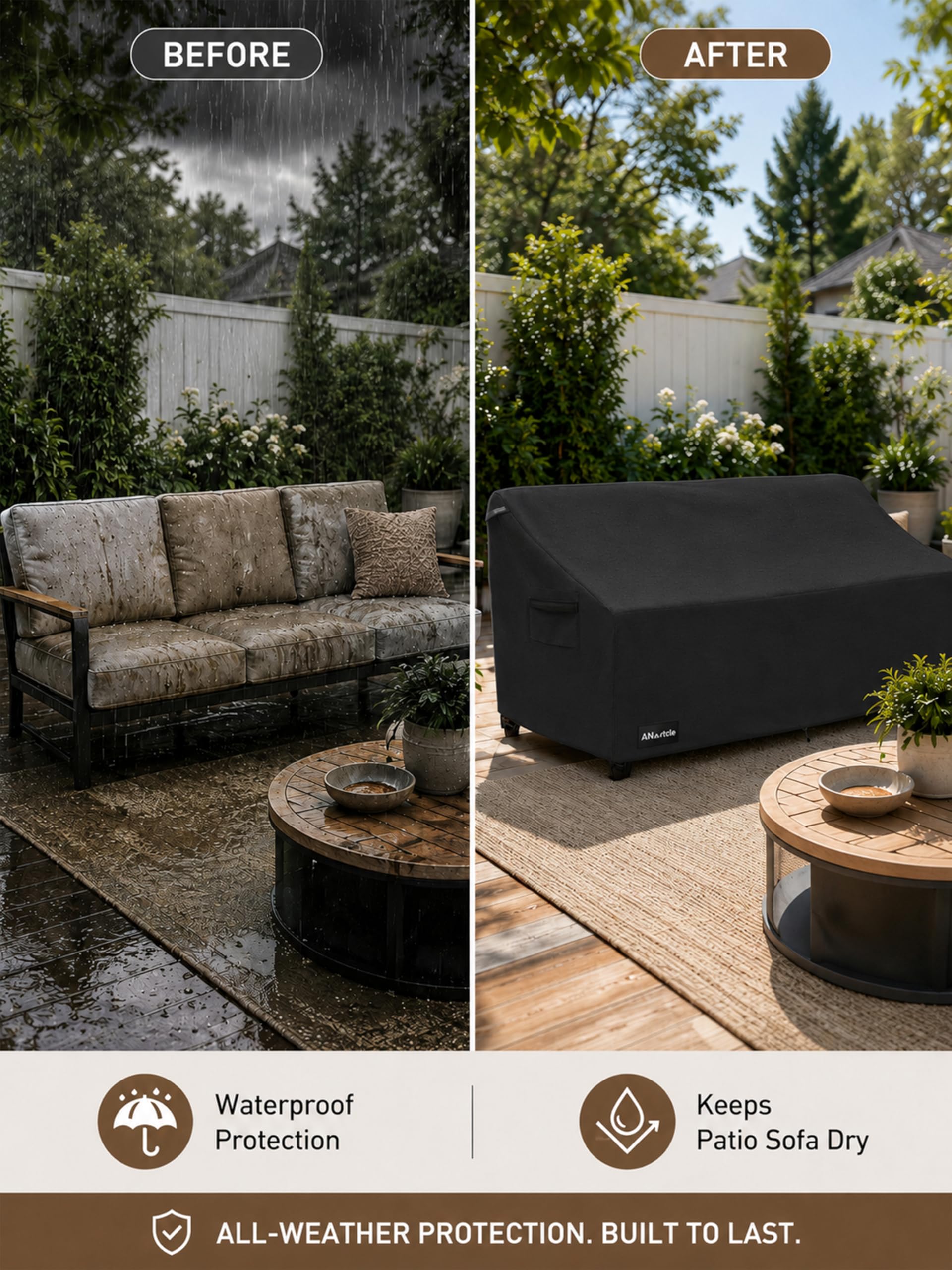 ANartcle outdoor sofa cover with air vents