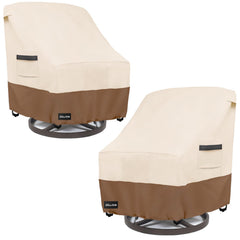 ANartcle Outdoor Swivel Lounge Chair Cover front view, Beige & Brown