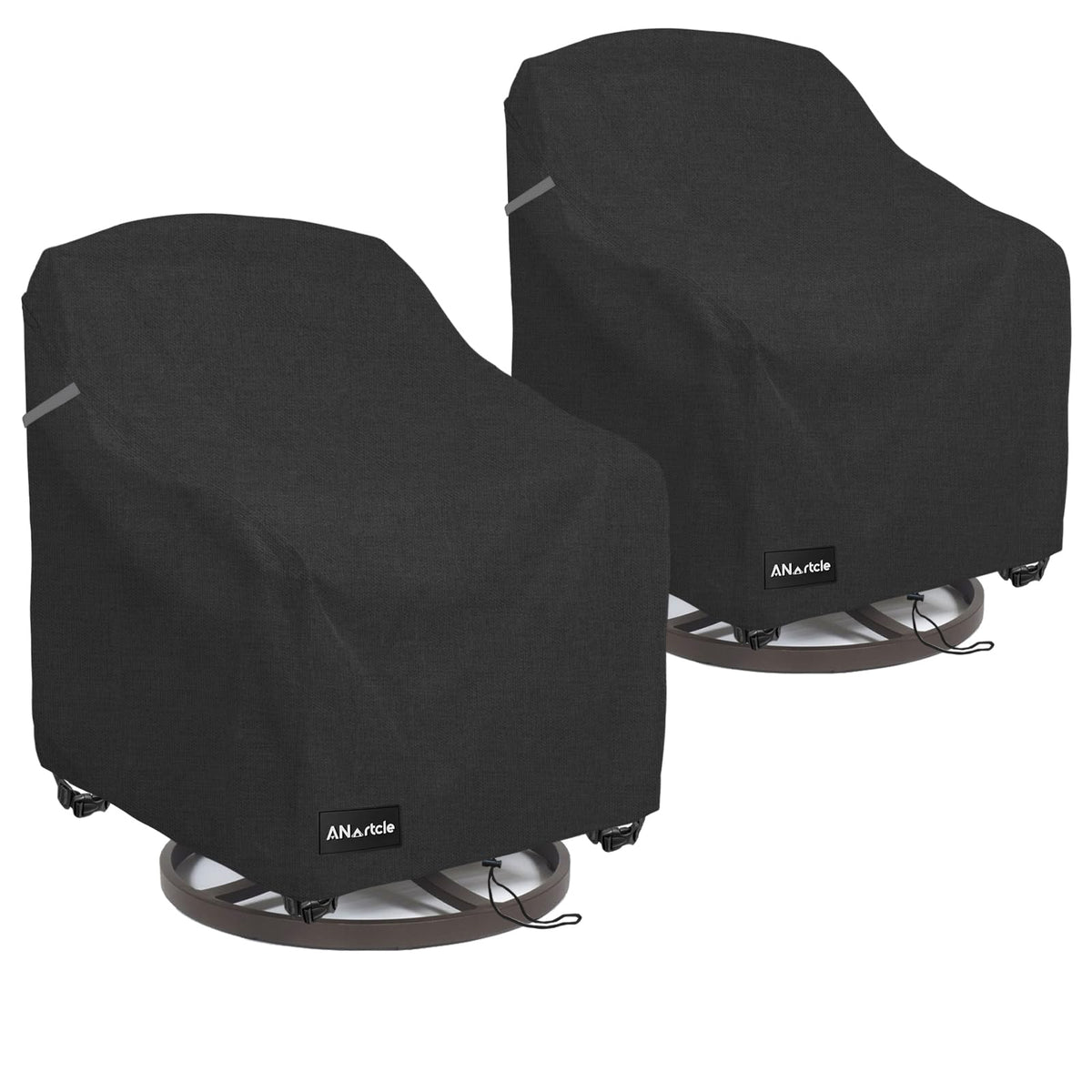 ANartcle Outdoor Swivel Lounge Chair Cover front view, black