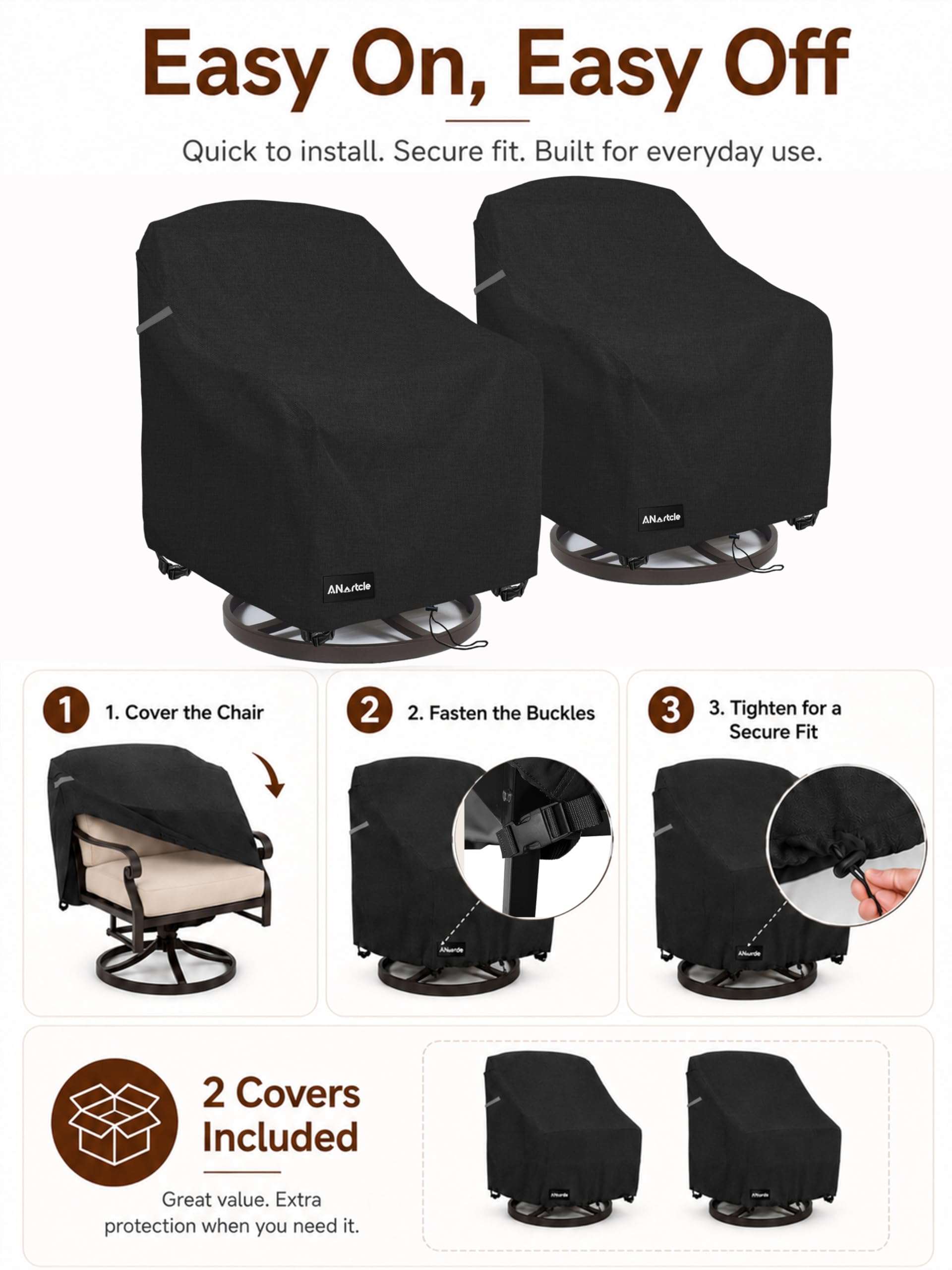 ANartcle Outdoor Swivel Lounge Chair Cover with handles