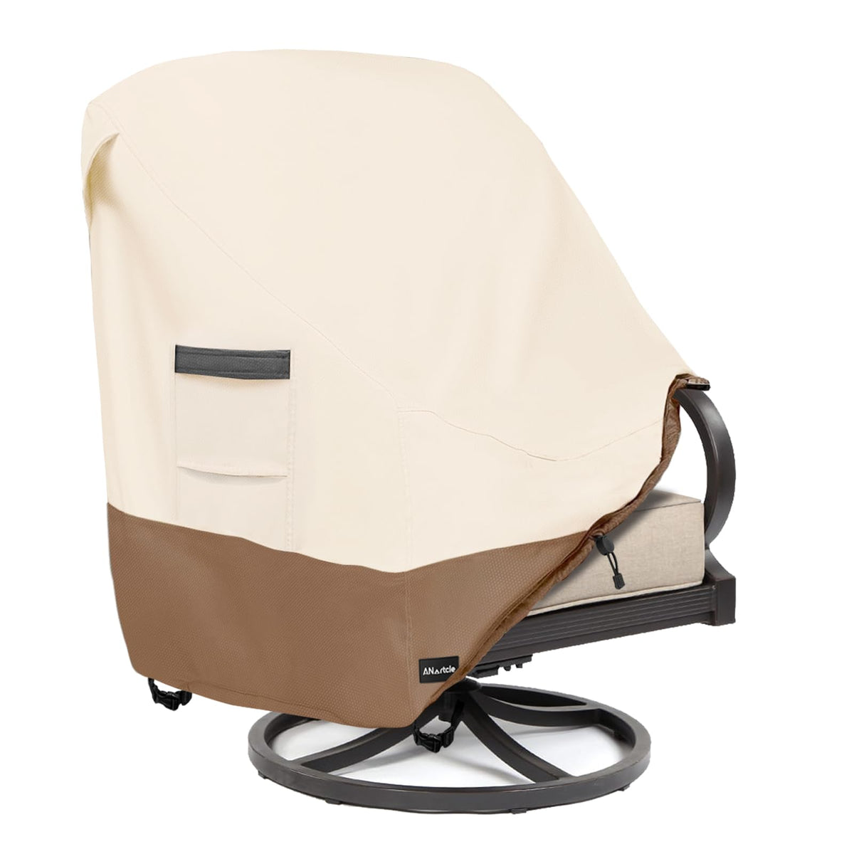 ANartcle Patio Chair Cover beige and brown front view