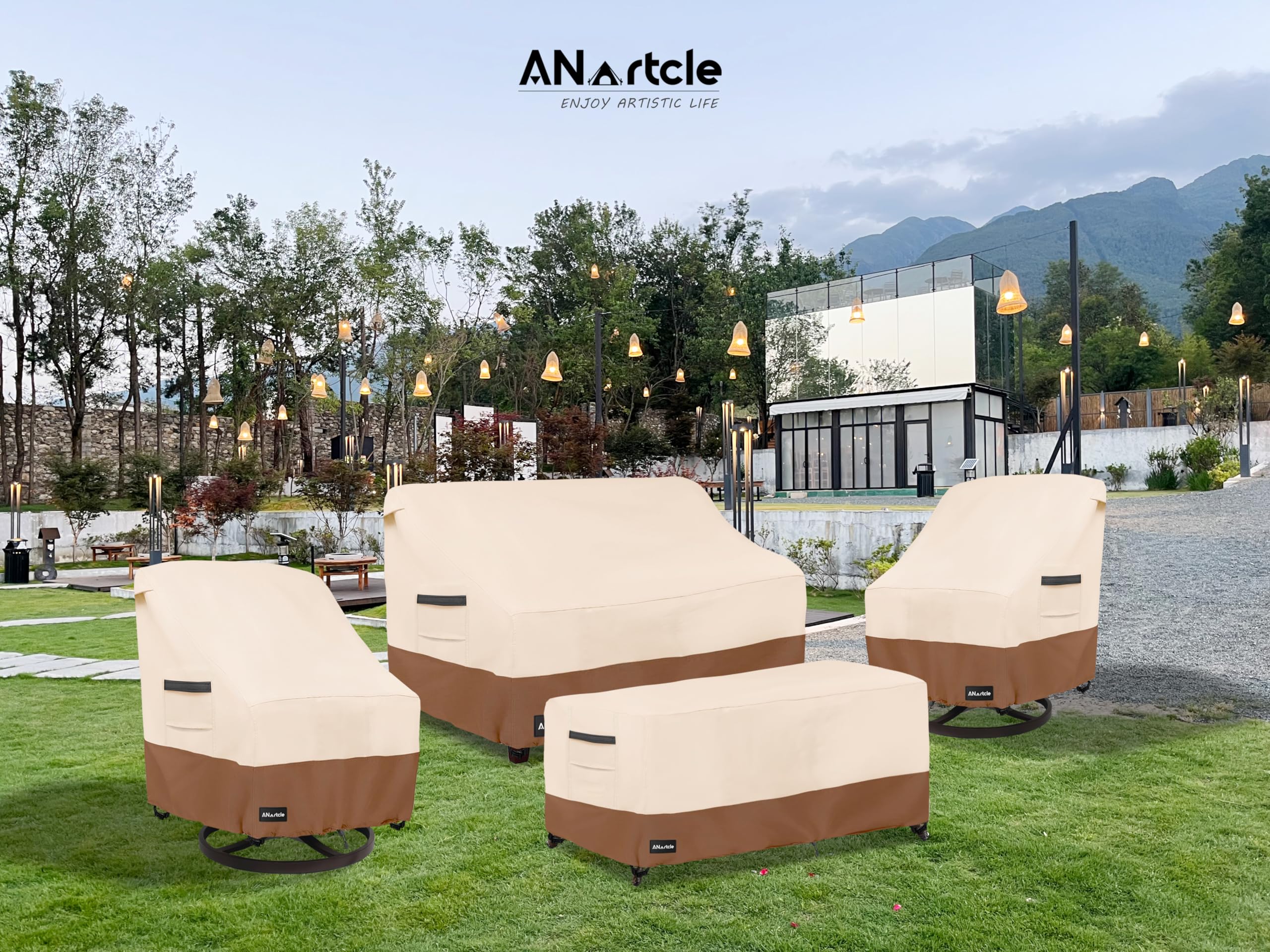 ANartcle Patio Chair Cover in beige and brown colour