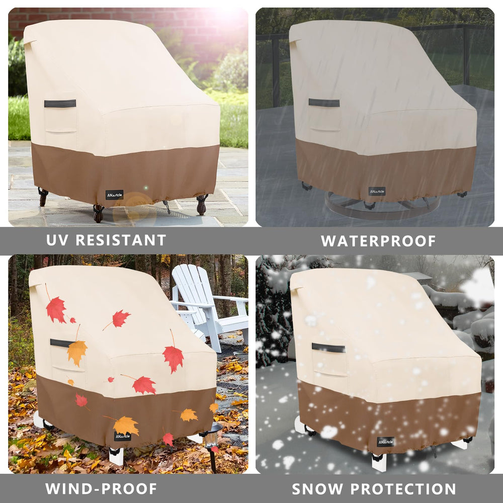 ANartcle patio chair cover on a swivel lounge chair