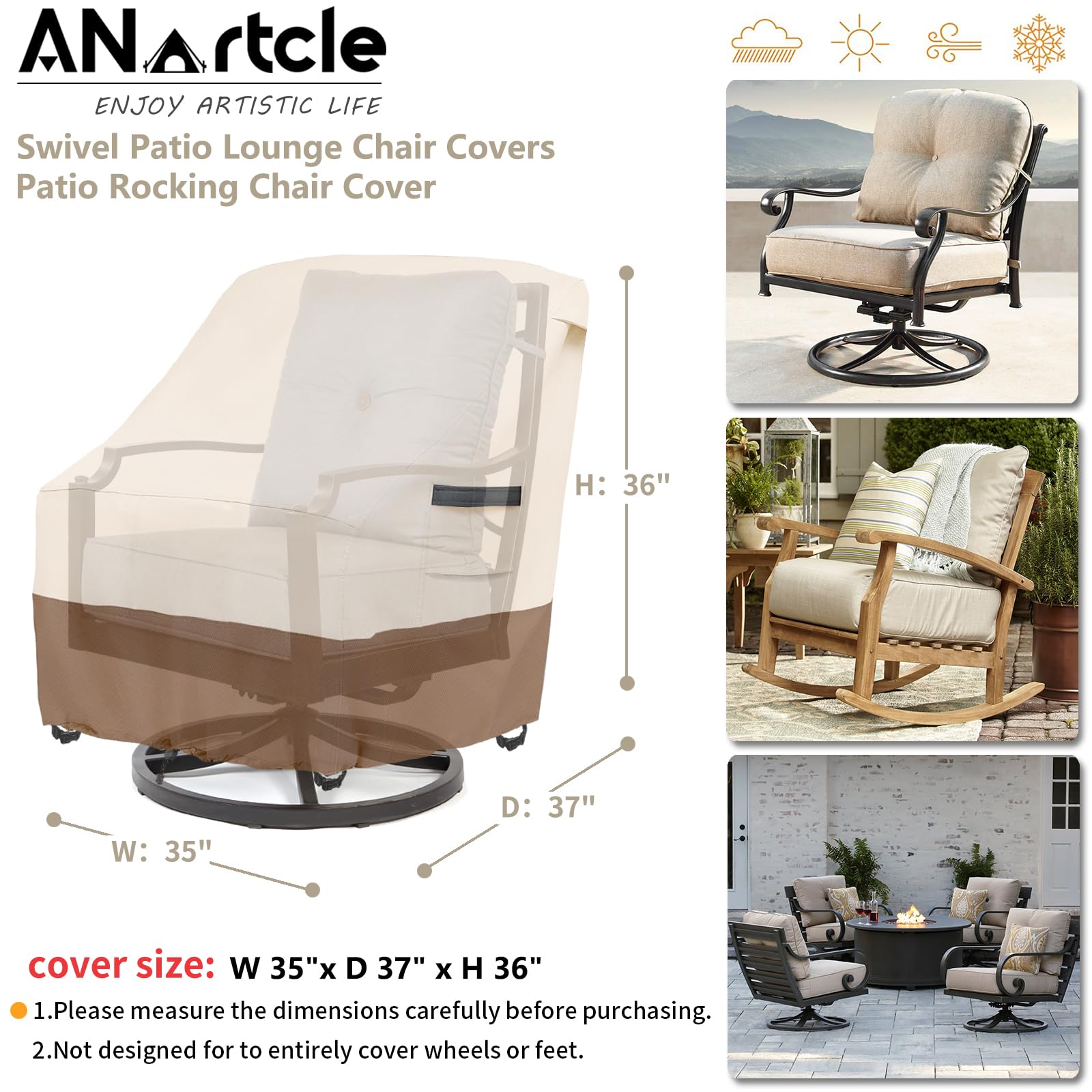 ANartcle Patio Chair Cover packaging with storage bag