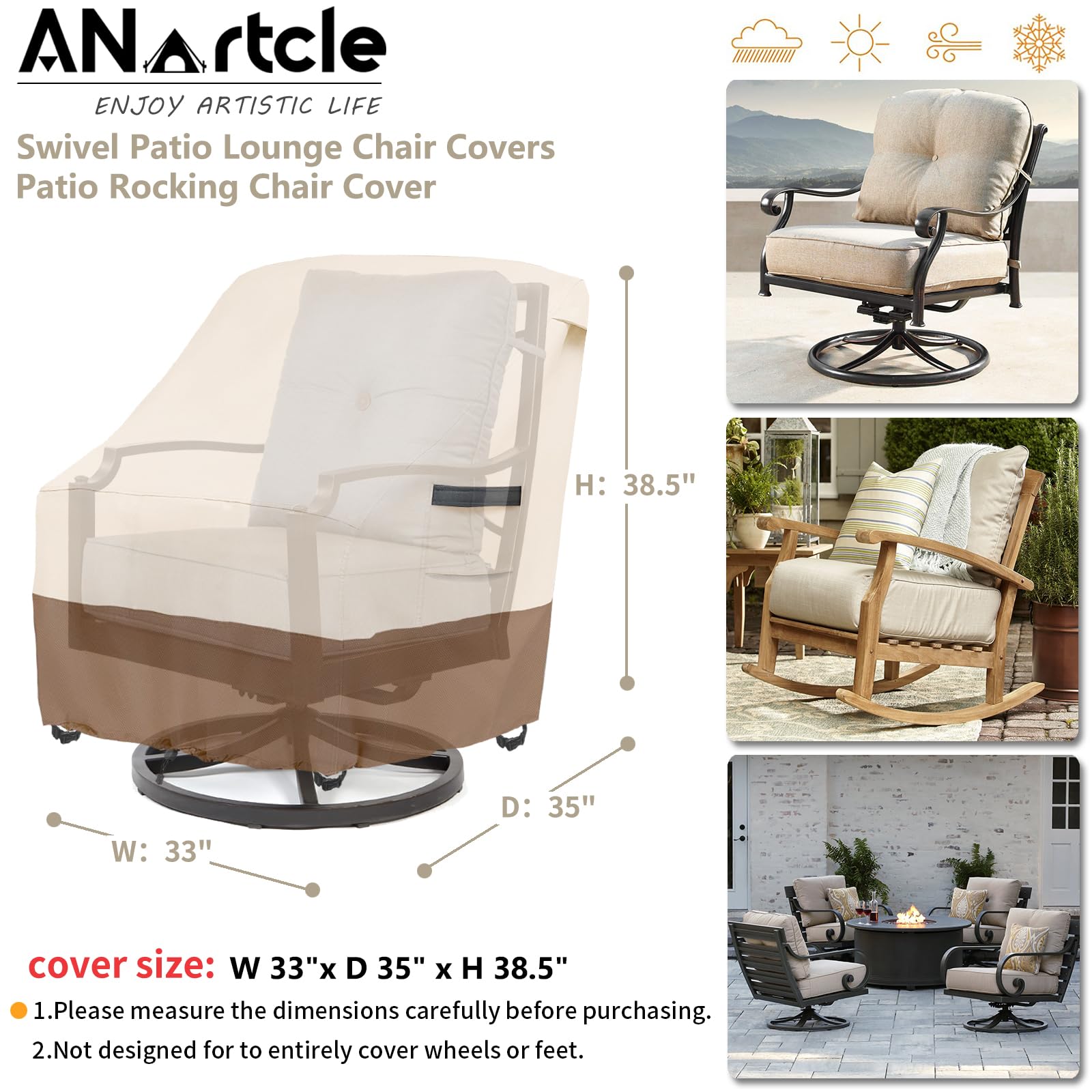 ANartcle patio chair cover showing air vents