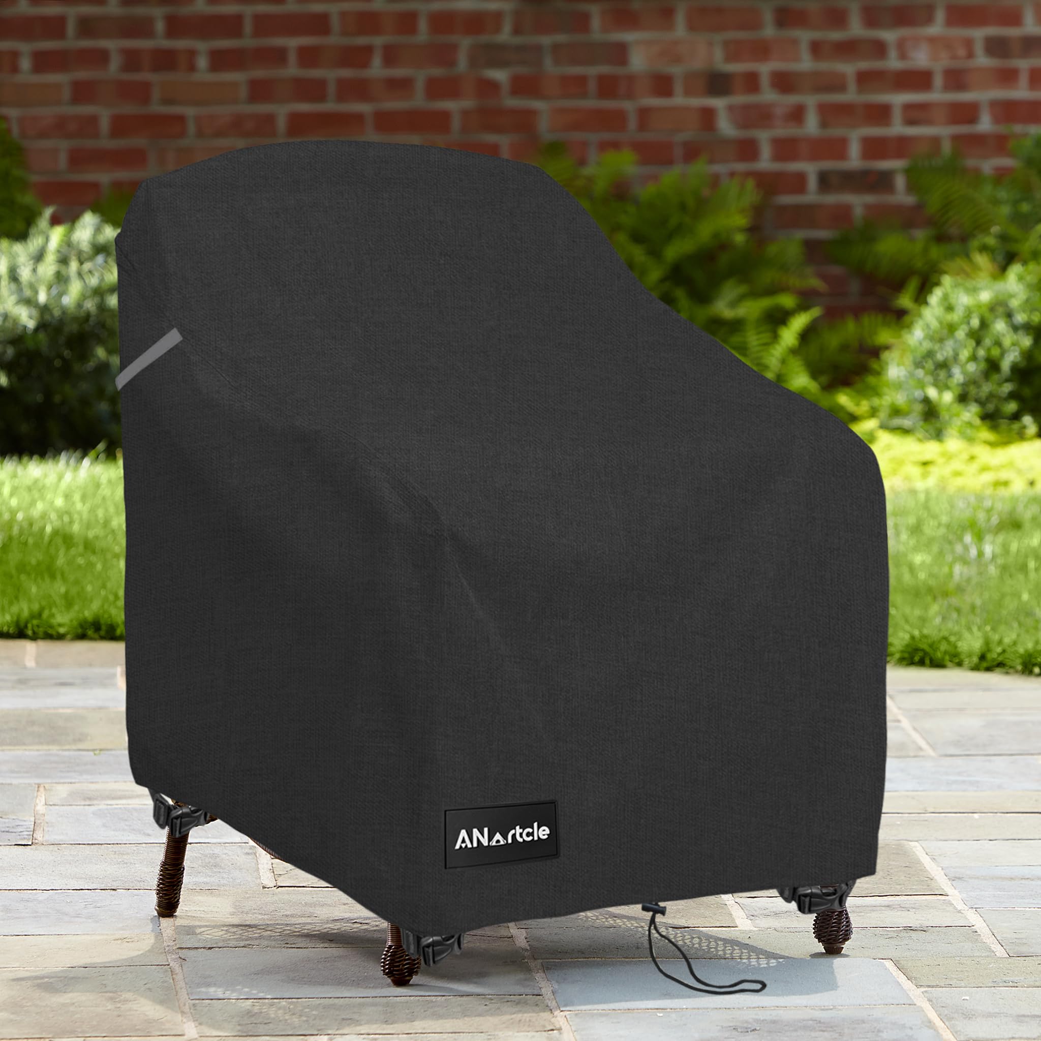 ANartcle patio chair cover showing elastic hem cord