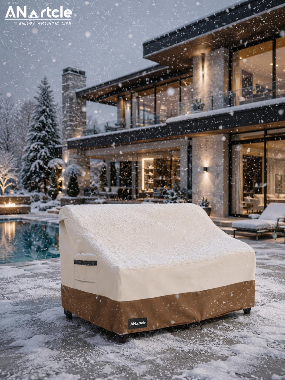 ANartcle Patio Sofa Cover stored in its bag