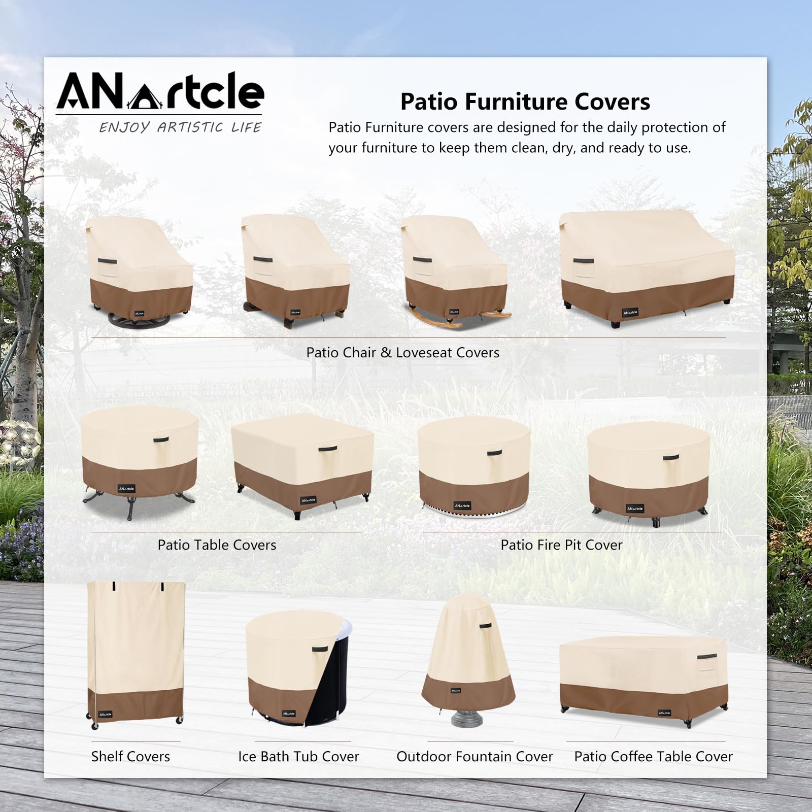 ANartcle Round Patio Table Cover 50-inch side view