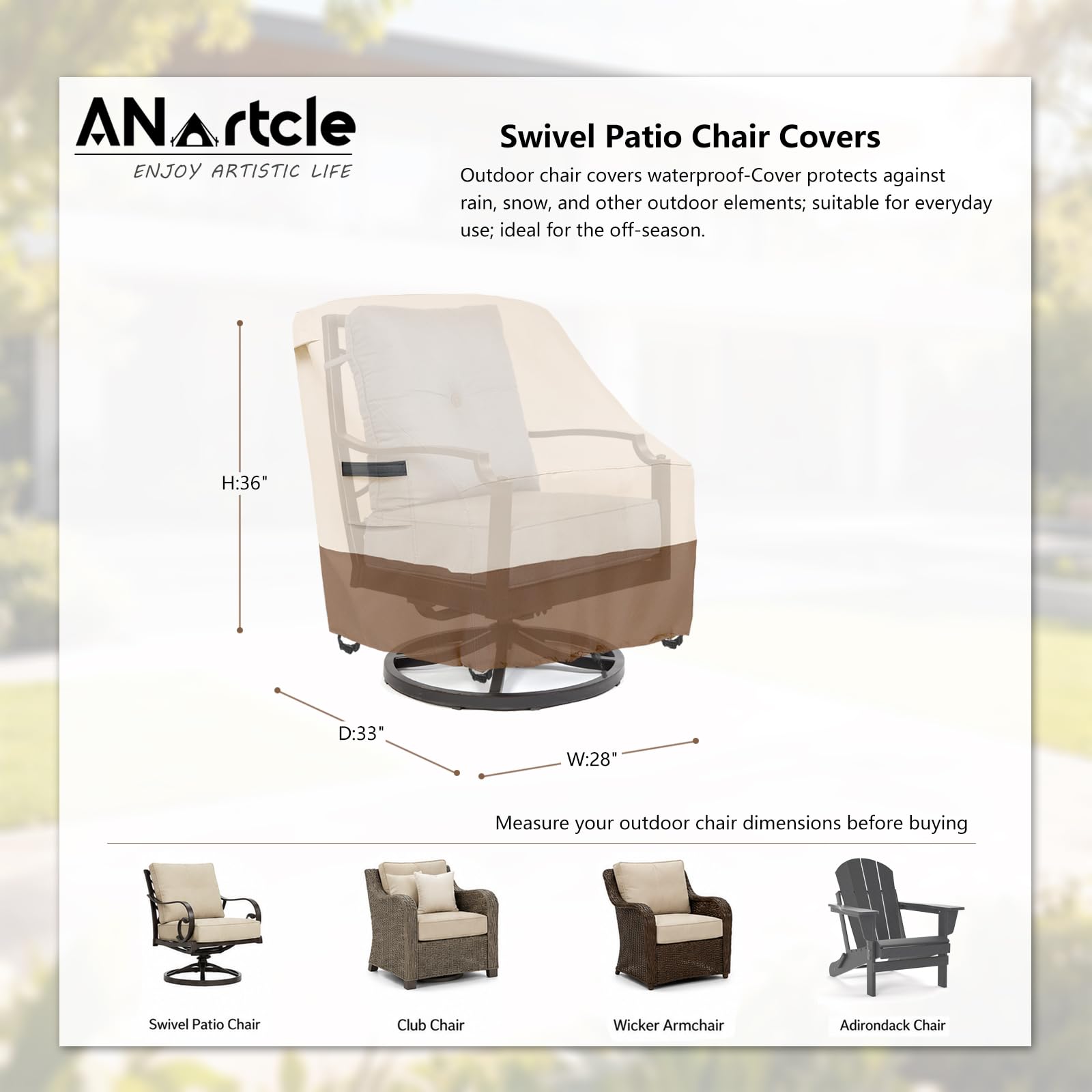 ANartcle Swivel Chair Cover secured with straps