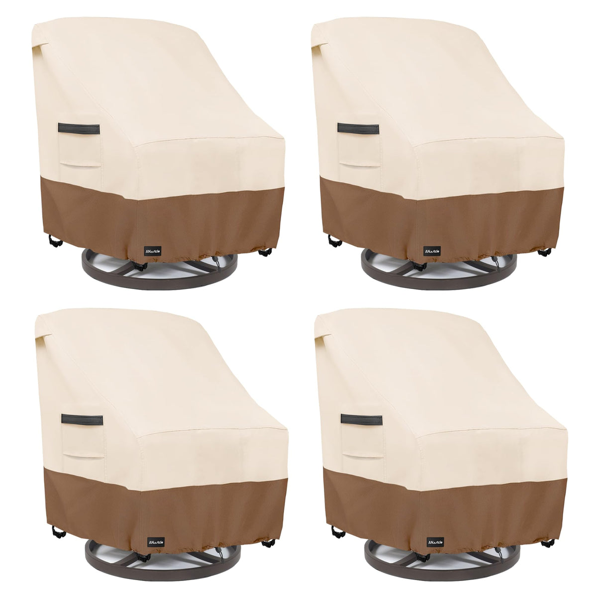 ANartcle Swivel Patio Chair Cover 4 Pack in beige and brown