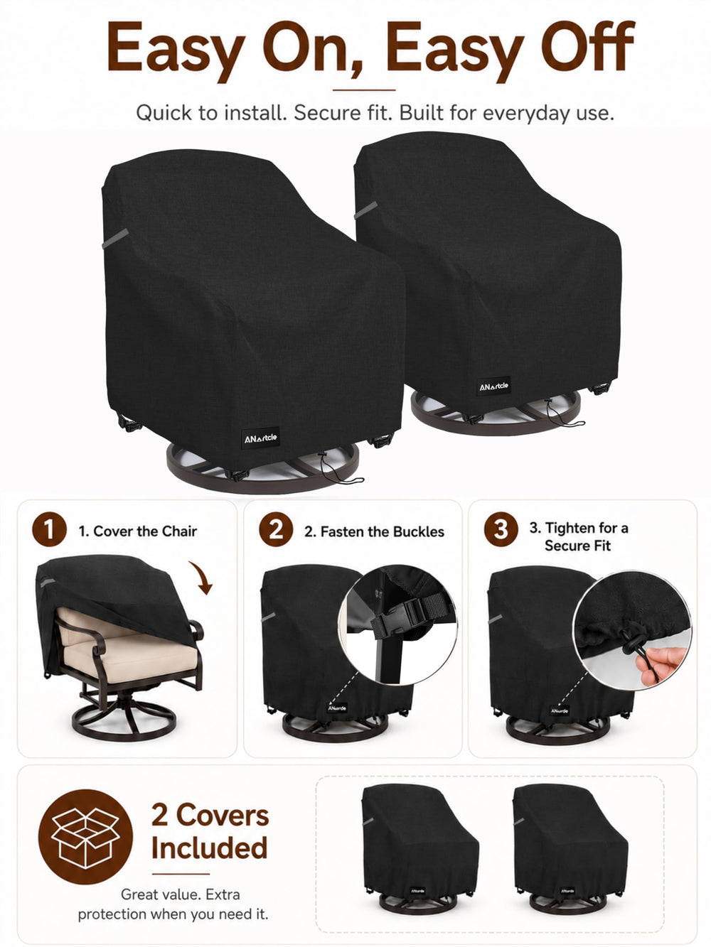 ANartcle swivel patio chair cover on a lounge chair